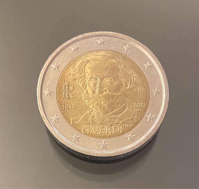 Moneta 2 euro anniversario nascita Giuseppe Verdi