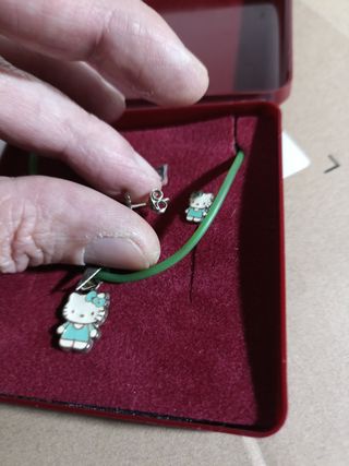 juego pendientes y colgante hello kitty de plata