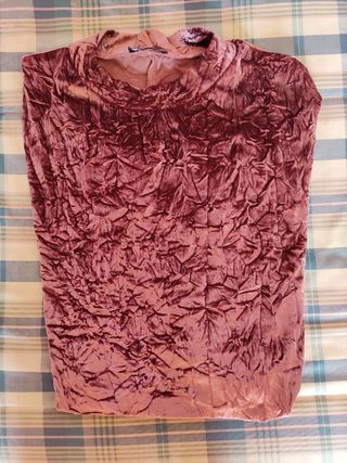 vestido terciopelo rosado malva de Zara talla S
