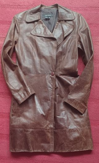 Gabardina de piel marrón Zara XL