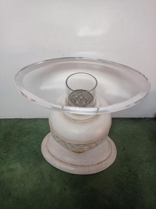 mesa de cristal con pie de bronce