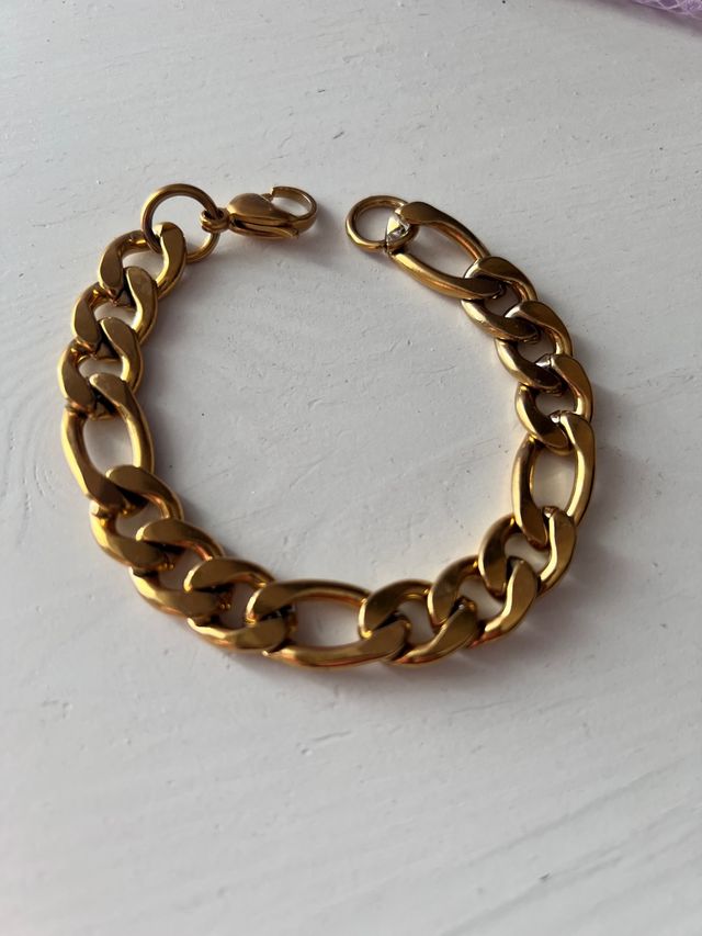 Bracciale acciaio dorato modello catena 3+1