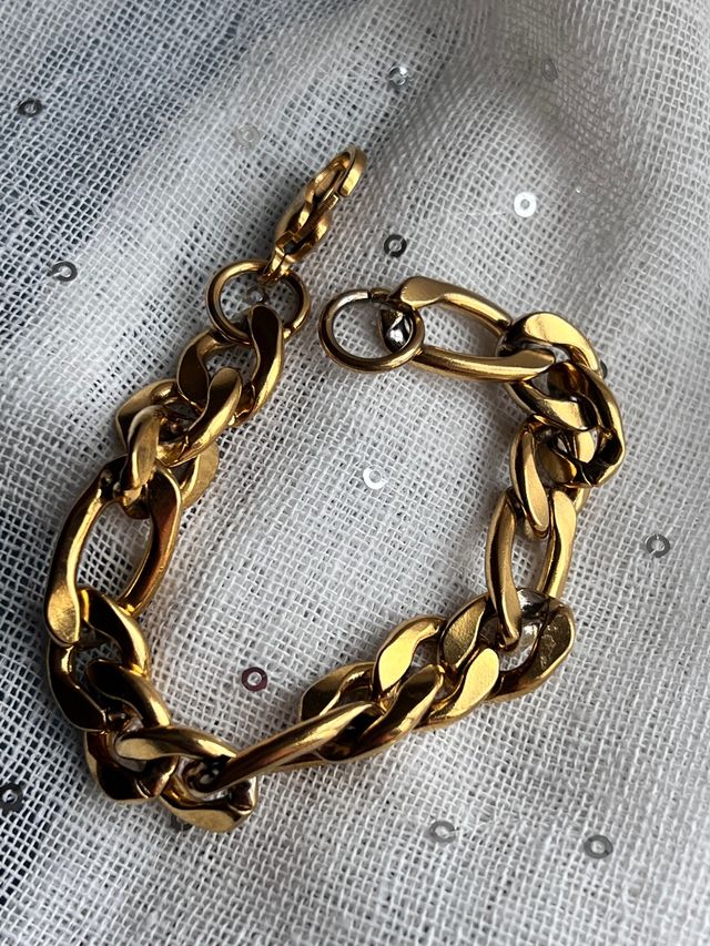 Bracciale acciaio dorato modello catena 3+1