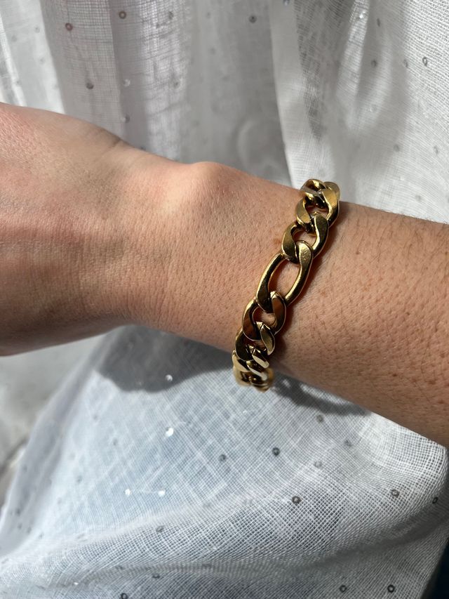 Bracciale acciaio dorato modello catena 3+1