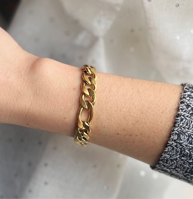 Bracciale acciaio dorato modello catena 3+1