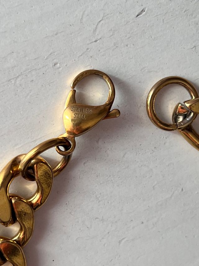 Bracciale acciaio dorato modello catena 3+1