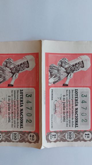 DÉCIMOS DE LOTERIA DE ANTIGUOS 1961, 1962 Y 1963