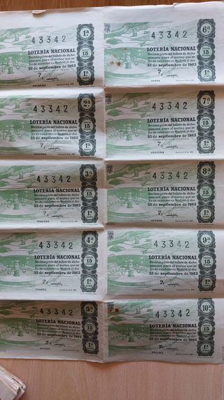 DÉCIMOS DE LOTERIA DE ANTIGUOS 1961, 1962 Y 1963