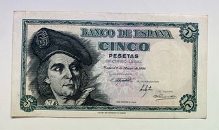 Billete 5 Pesetas 1948 SIN SERIE ! 