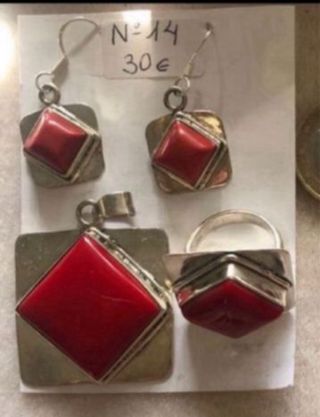 Conjunto con Coral y plata 