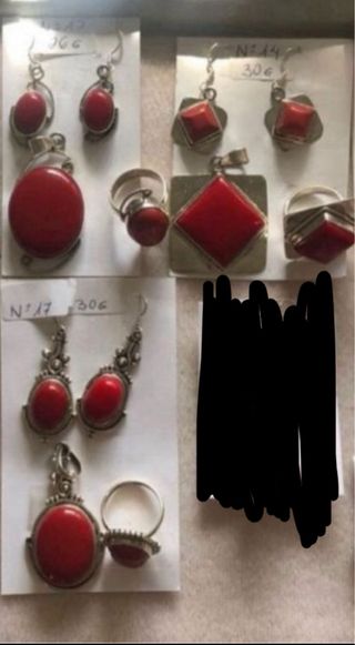Conjunto con Coral y plata 