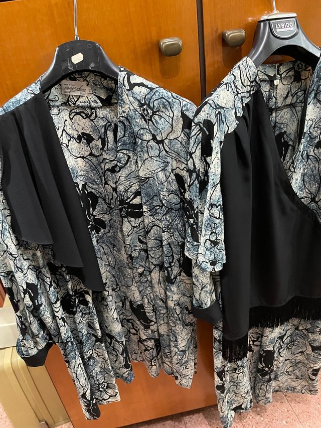 Elegante abito  misto seta più cardigan