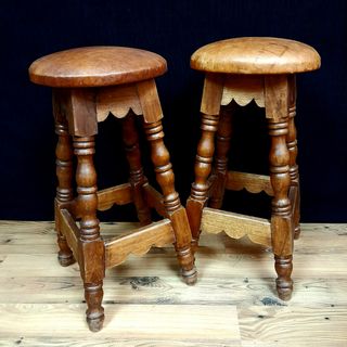 Taburete madera y piel