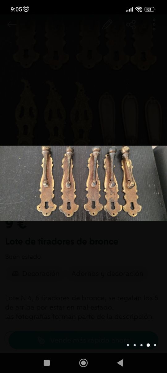 Lote tiradores de bronce