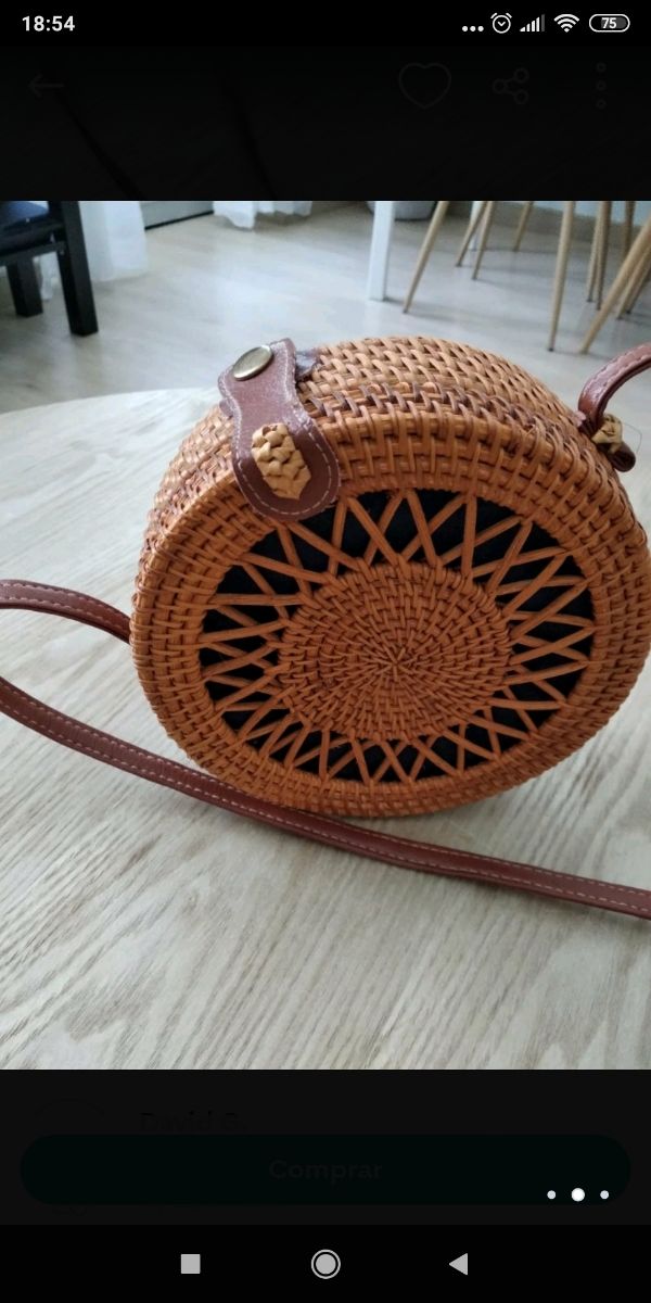 bolso de mimbre rígido redondo 