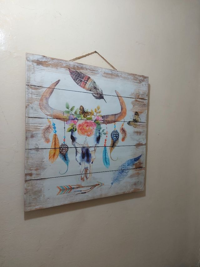 cuadro de madera pintado a mano