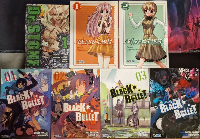 diversos mangas. dr stone y elfenlied