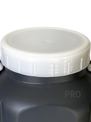 Bid\xf3n de pl\xe1stico de boca ancha | Gris | Con Asas | 30 LITROS (Plano)