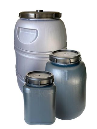 Bid\xf3n de pl\xe1stico de boca ancha | Gris | Sin Asas | 60 LITROS