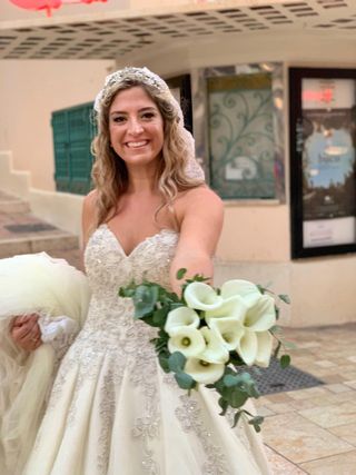 Vestido novia pedrería y brillo