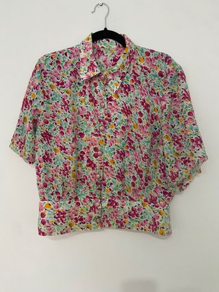 Camisa blusa vintage de flores con botones 