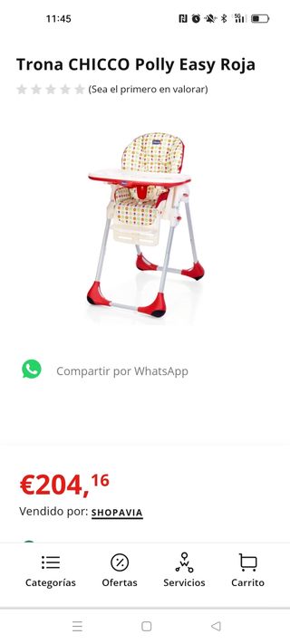 Trona Chicco Polly Easy – Compacta y ajustable en altura, rojo – Shopavia