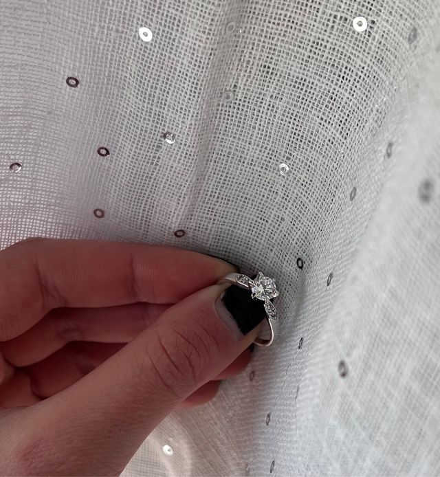 Solitario con diamante è brillantini Metallo