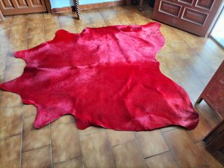 Alfombra Piel De Vaca Estampado Rojo ch-1678