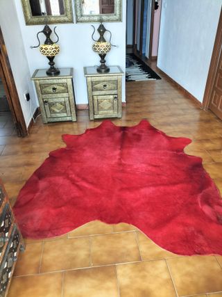 Alfombra Piel De Vaca Estampado Rojo ch-1678
