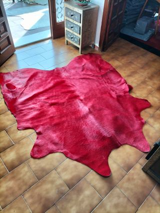 Alfombra Piel De Vaca Estampado Rojo ch-1678