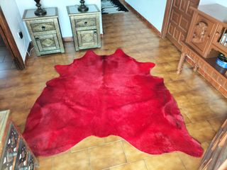 Alfombra Piel De Vaca Estampado Rojo ch-1678