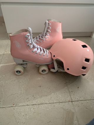 Patines oxelo rosa con casco
