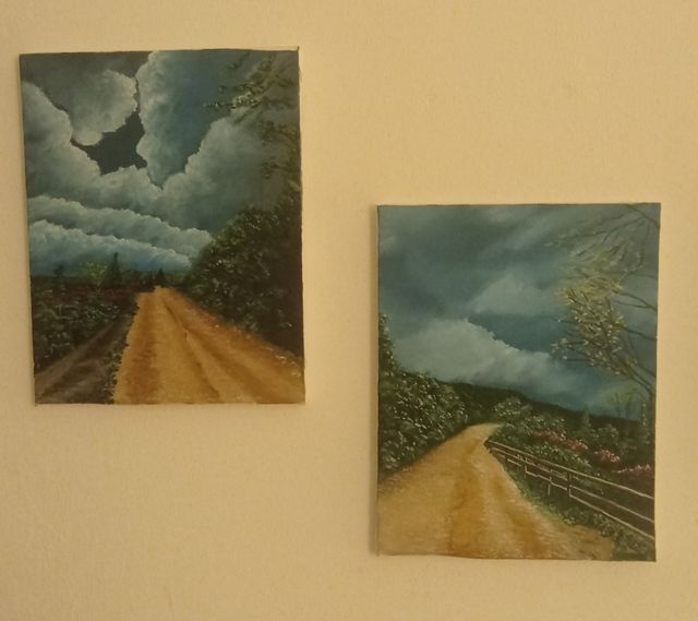 Due dipinti di paesaggi olio su tela