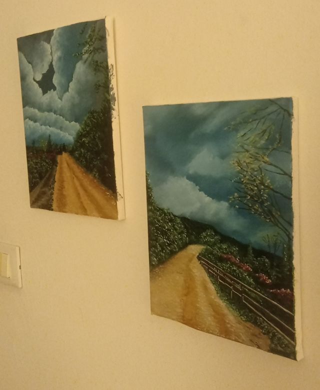 Due dipinti di paesaggi olio su tela