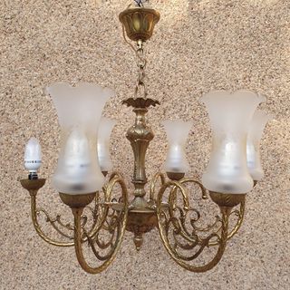 LÁMPARA DE TECHO. BRONCE. SEIS BRAZOS.