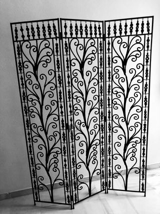 Biombo terciopelo y forja