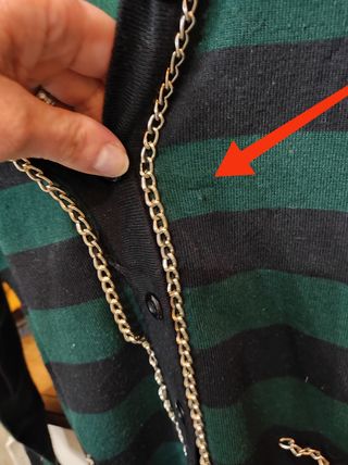 CHAQUETA PUNTO FINO RAYAS VERDE/ NEGRO, LARGA