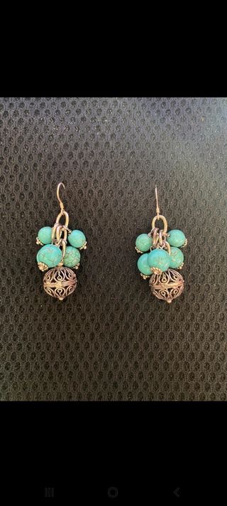 pendientes plata y turquesas