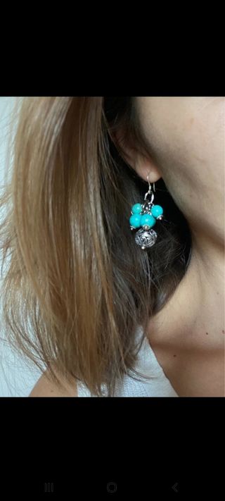 pendientes plata y turquesas