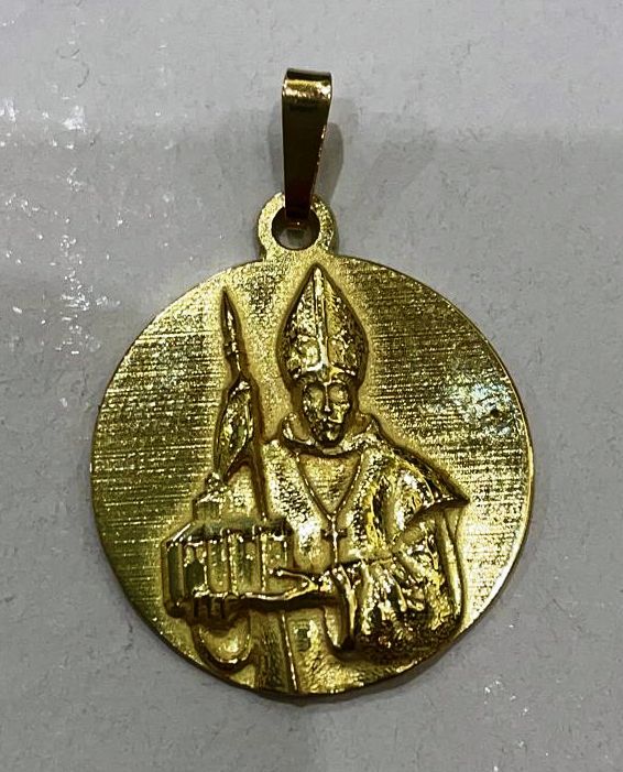 medalla de San Hugo de Grenoble en plata maciza