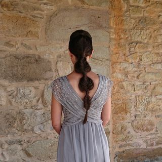 VESTIDO LARGO FIESTA GRIS