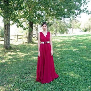 VESTIDO LARGO FIESTA GRANATE