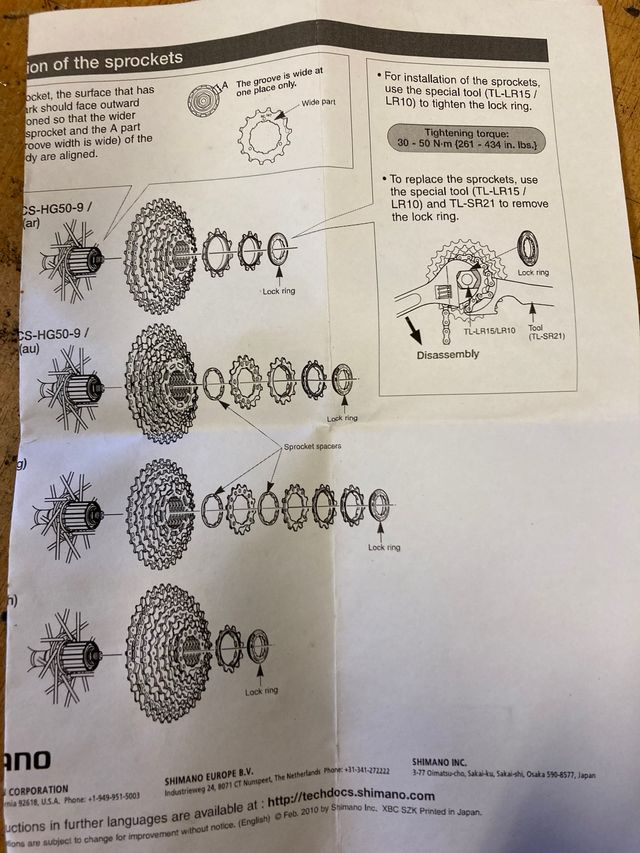 Cassette shimano y plato