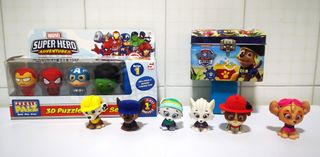 Patrulla canina y Héroes de Marvel muñecos