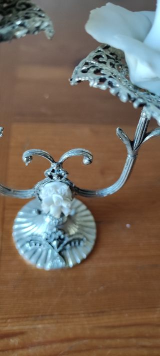 bellissimo porta candela a due posti in silver e p