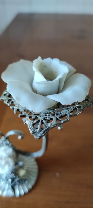 bellissimo porta candela a due posti in silver e p