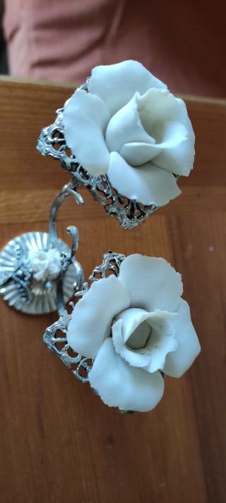 bellissimo porta candela a due posti in silver e p