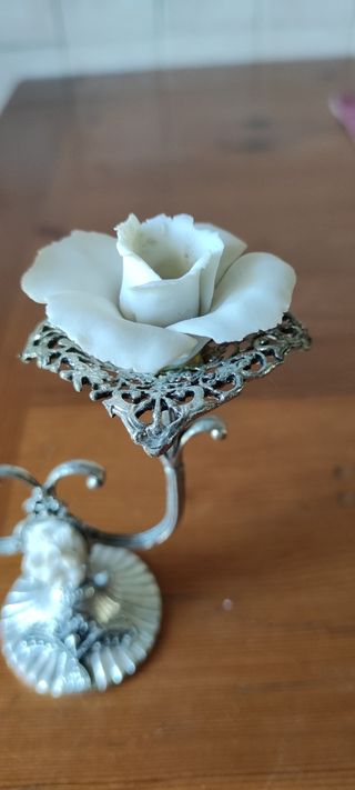 bellissimo porta candela a due posti in silver e p