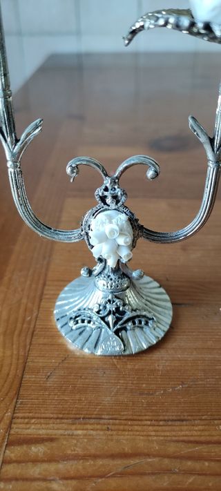 bellissimo porta candela a due posti in silver e p