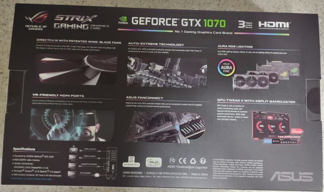 Tarjeta Grafica Ausus Geforce GTX1070